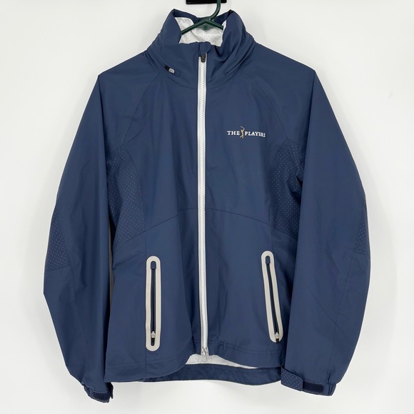 ZERO RESTRICTION THE PLAYERS HOODED OLIVIA JACKET in STORM/WHITE - Picture 4 of 16